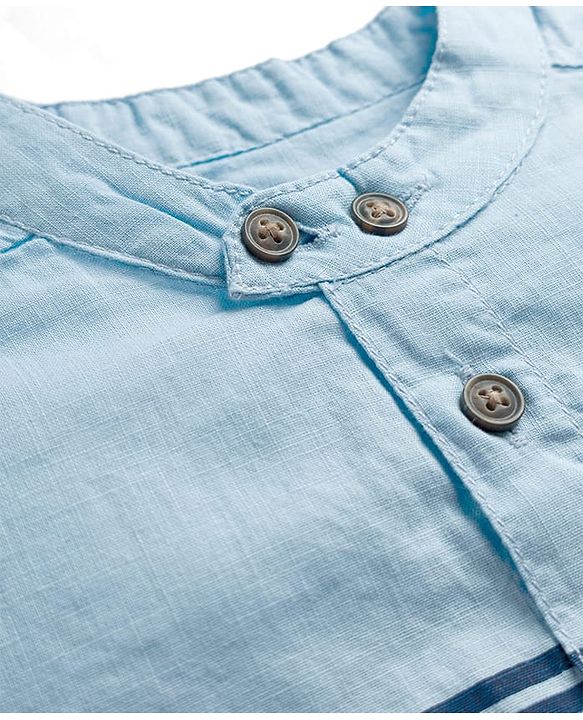 Pine Kids Cotton Woven Full Sleeves Solid Shirt with Stripes - Olive Green