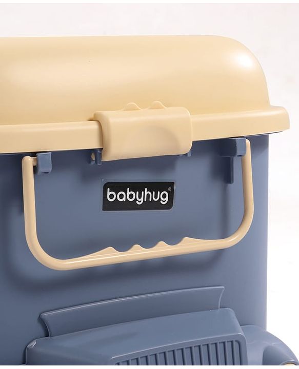 Babyhug Multipurpose Storage Box with Wheels for Kids Truck Theme - Classic Blue| Toy Storage Organizer with Pull Along Handle| Clip Lock Lid| Use as Ride-On & Building Block Tray| Kids Room Storage