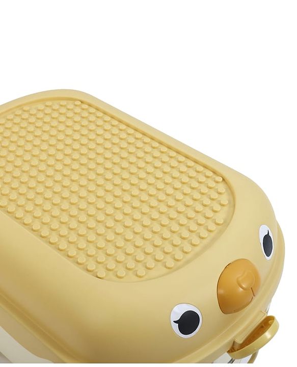 Babyhug Multipurpose Storage Box with Wheels for Kids Animal Theme Pastel Yellow| Toy Storage Organizer with Pull Along Handle| Clip Lock Lid| Use as Ride-On & Building Block Tray| Kids Room Storage