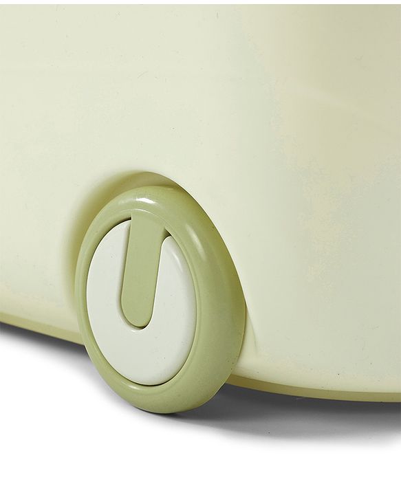 Babyhug Multipurpose Storage Box with Wheels for Kids Animal Theme Pastel Green| Toy Storage Organizer with Pull Along Handle| Clip Lock Lid| Use as Ride-On & Building Block Tray| Kids Room Storage