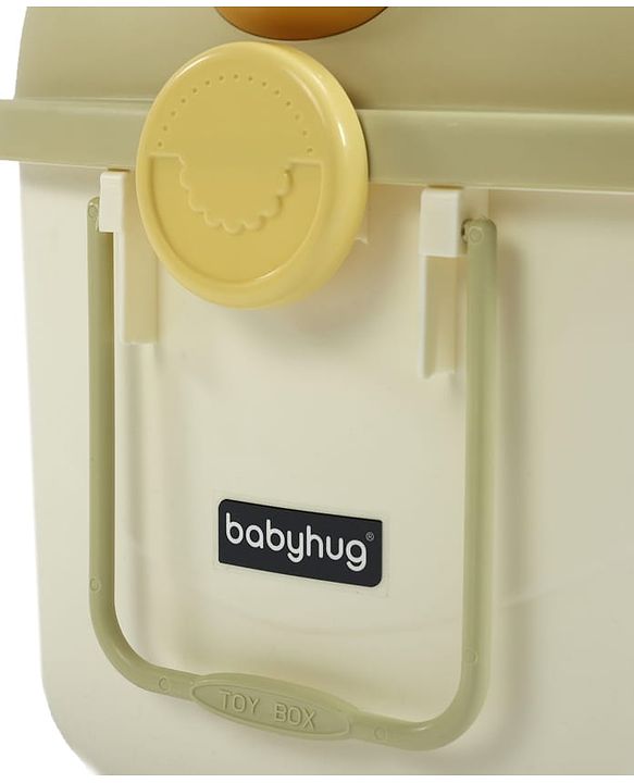 Babyhug Multipurpose Storage Box with Wheels for Kids Animal Theme Pastel Green| Toy Storage Organizer with Pull Along Handle| Clip Lock Lid| Use as Ride-On & Building Block Tray| Kids Room Storage