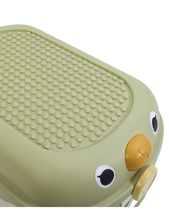 Babyhug Multipurpose Storage Box with Wheels for Kids Animal Theme Pastel Green| Toy Storage Organizer with Pull Along Handle| Clip Lock Lid| Use as Ride-On & Building Block Tray| Kids Room Storage