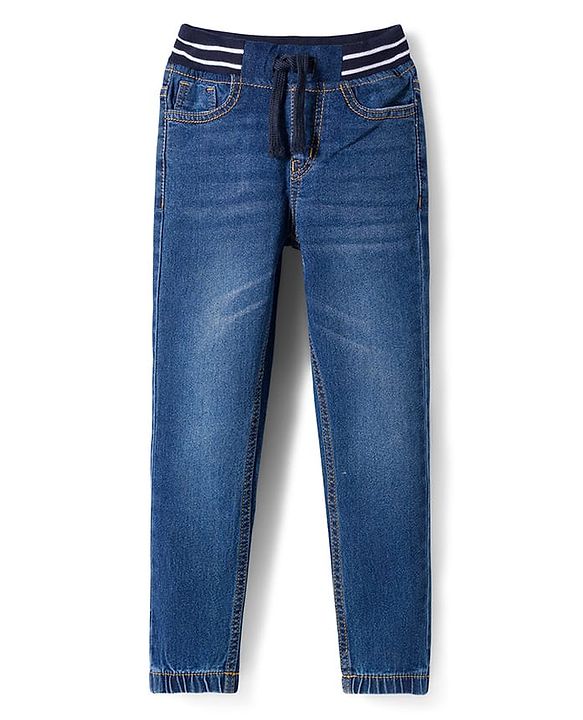 Pine Kids Denim Woven Full Length Washed Jeans - Blue