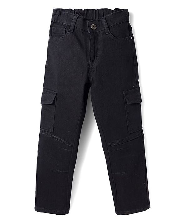 Pine Kids Denim Woven Full Length Washed Jeans - Black