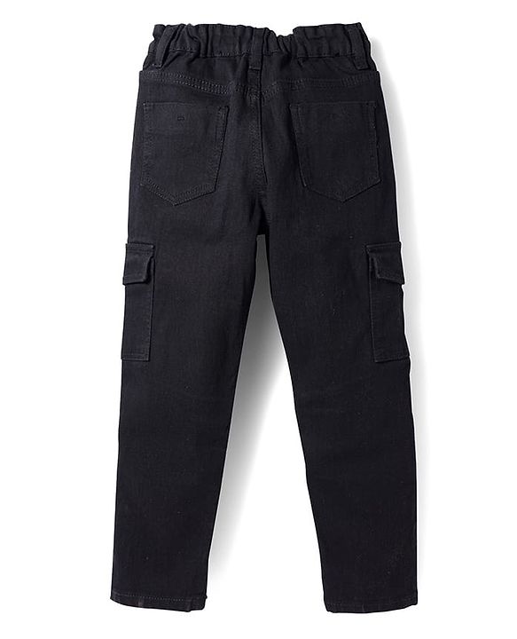 Pine Kids Denim Woven Full Length Washed Jeans - Black