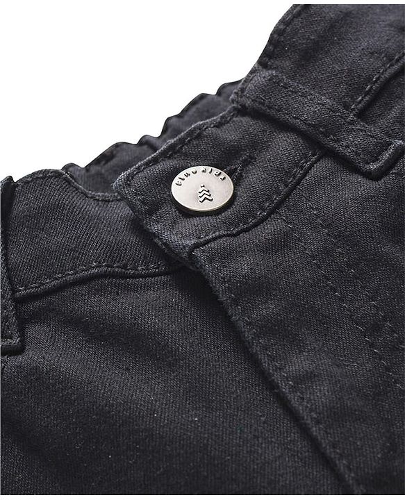 Pine Kids Denim Woven Full Length Washed Jeans - Black
