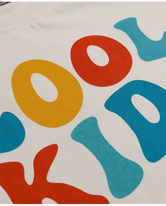 Babyhug 100% Cotton Knit Full Sleeves T-Shirt with Kool Kids Clubs Text Print - Offwhite