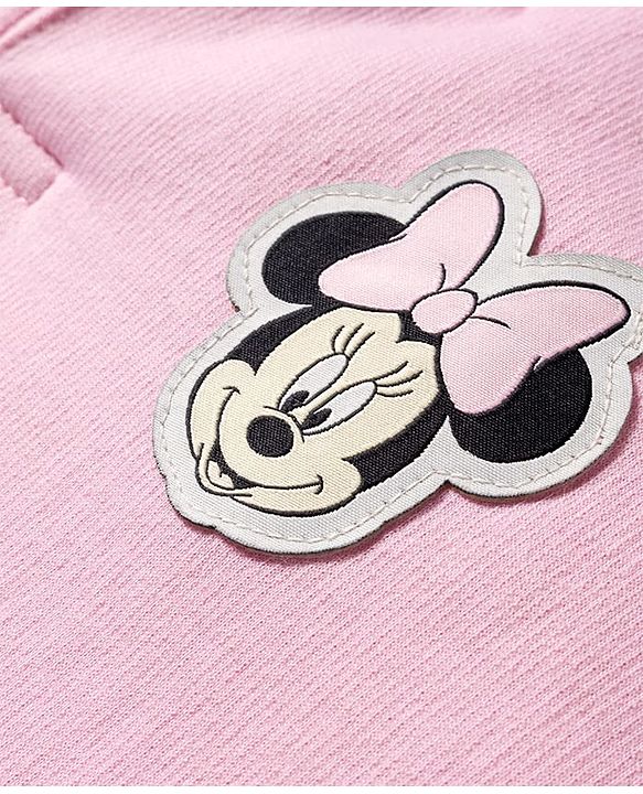 Babyhug Disney Fleece Woven  Full Sleeves Hooded Sweatshirt With Sleeveless Jacket & Minnie Mouse Graphic - Pink