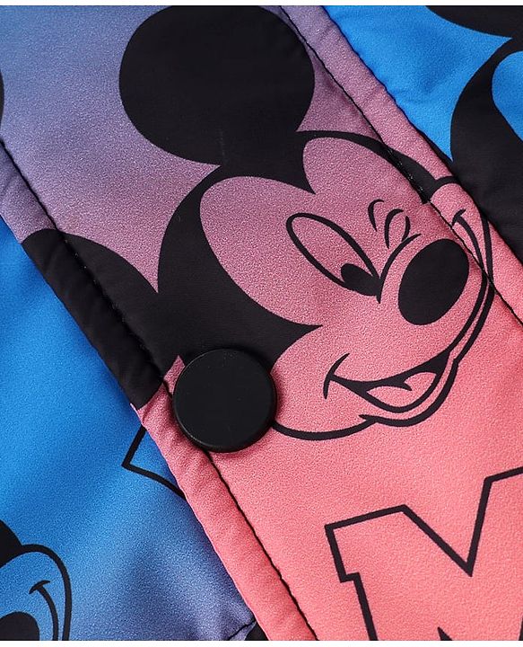 Babyhug Disney Woven Ombre Winter Jacket with Full Sleeves and Mickey Mouse Graphic - Blue