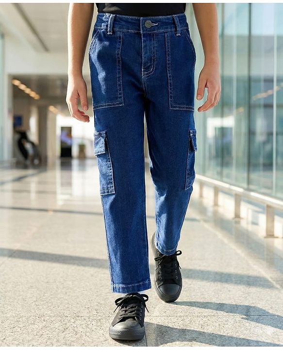 Pine Kids Denim Full Length Washed Jeans - Blue