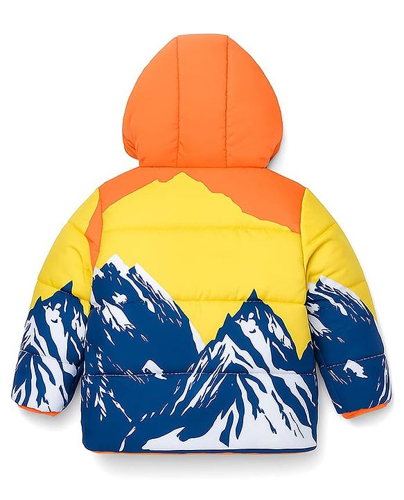 Babyhug Disney  Woven Hooded Padded/ Winter Jacket with Full Sleeves and Mickey Mouse Print - Yellow