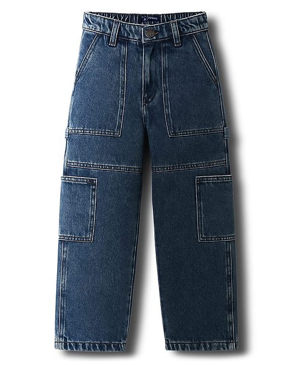 Pine Kids Denim Woven Full Length Washed Jeans - Blue