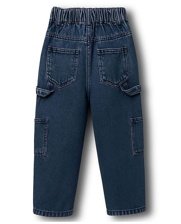 Pine Kids Denim Woven Full Length Washed Jeans - Blue