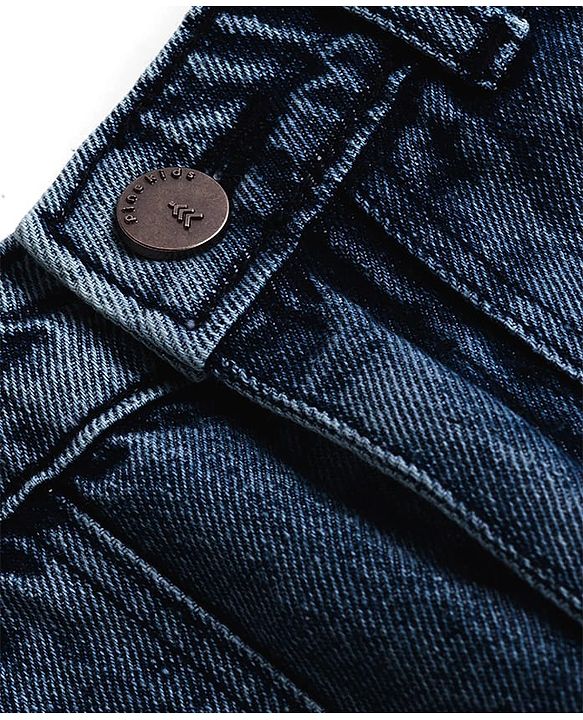 Pine Kids Denim Woven Full Length Washed Jeans - Blue