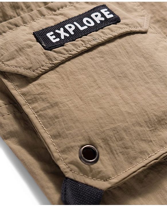 Babyhug Woven Full Length Solid Trouser With Stretch - Khaki