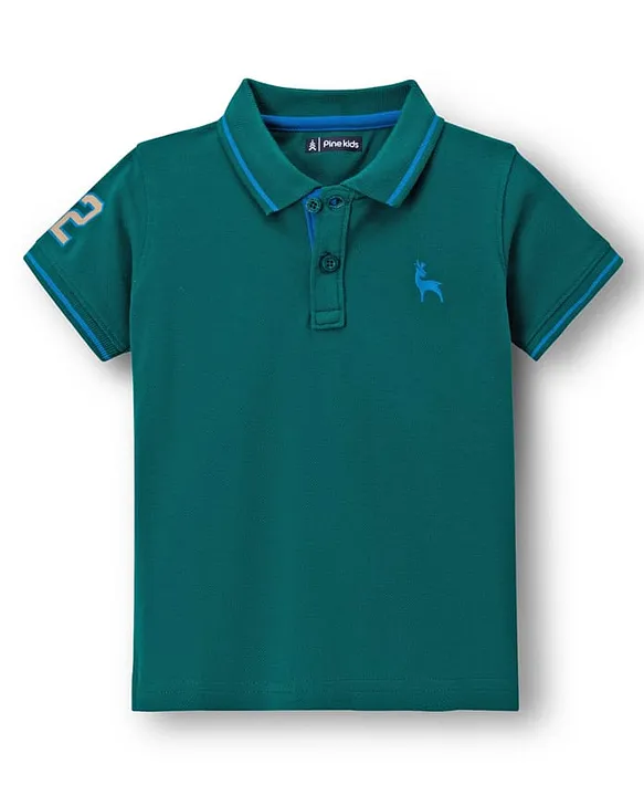 Buy Pine Kids Cotton Knit Half Sleeves Polo T-Shirt with Number
