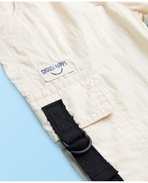 Babyhug Woven Full Length Solid Trouser With Stretch - Ivory