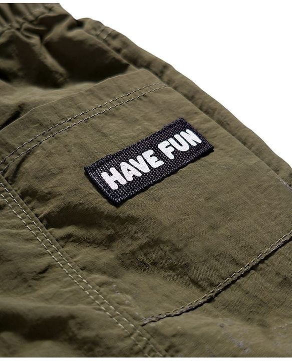 Babyhug Woven Full Length Trouser With Stretch & Text Badge - Olive Green