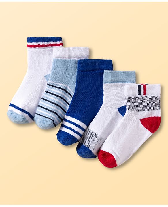 Cutewalk by Babyhug Knit Ankle Length Socks With Stripes Pack Of 5 - Multicolour