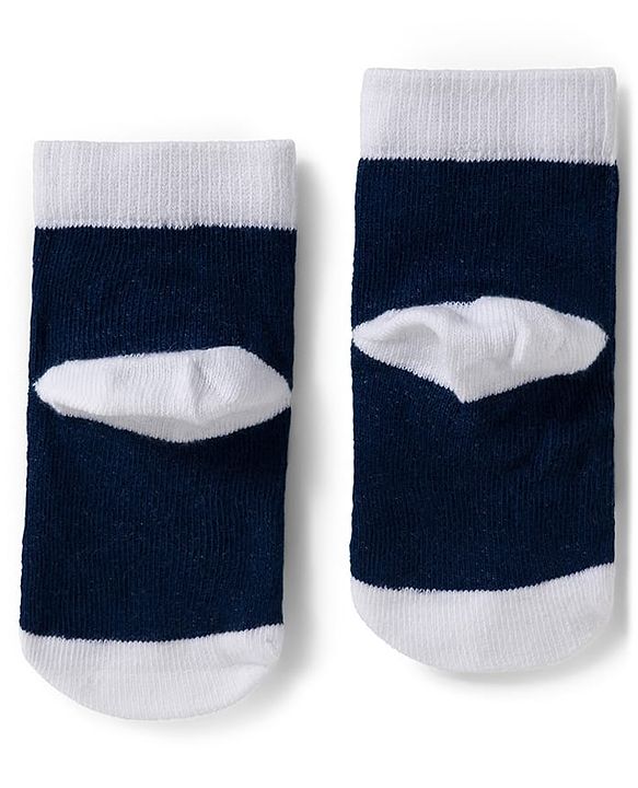 Cute Walk by Babyhug Knit Ankle Length Anti Bacterial Socks with Stripe Polka Dot & Teddy Design Pack of 5 - Grey & Navy Blue