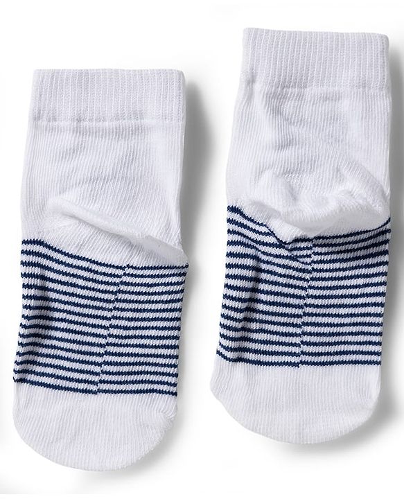 Cute Walk by Babyhug Knit Ankle Length Anti Bacterial Socks with Stripe Polka Dot & Teddy Design Pack of 5 - Grey & Navy Blue