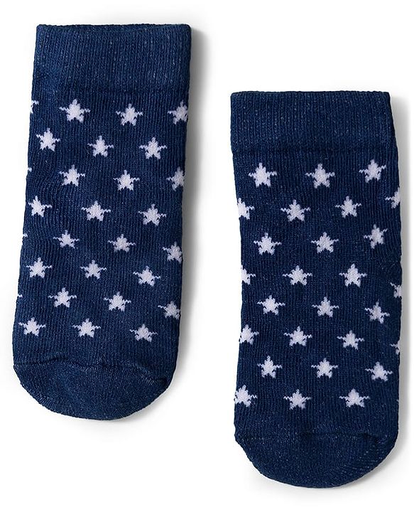 Cute Walk by Babyhug Knit Ankle Length Anti Bacterial Socks with Stripe Polka Dot & Teddy Design Pack of 5 - Grey & Navy Blue