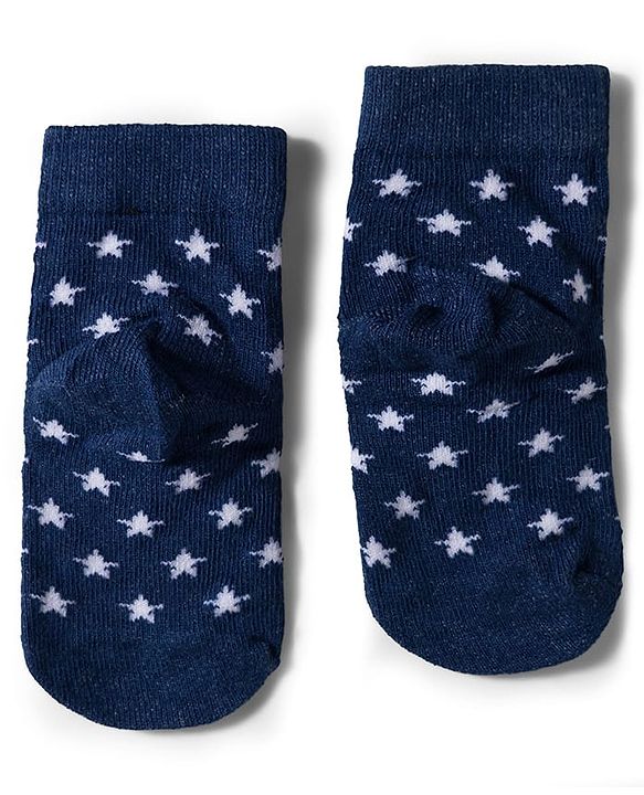 Cute Walk by Babyhug Knit Ankle Length Anti Bacterial Socks with Stripe Polka Dot & Teddy Design Pack of 5 - Grey & Navy Blue