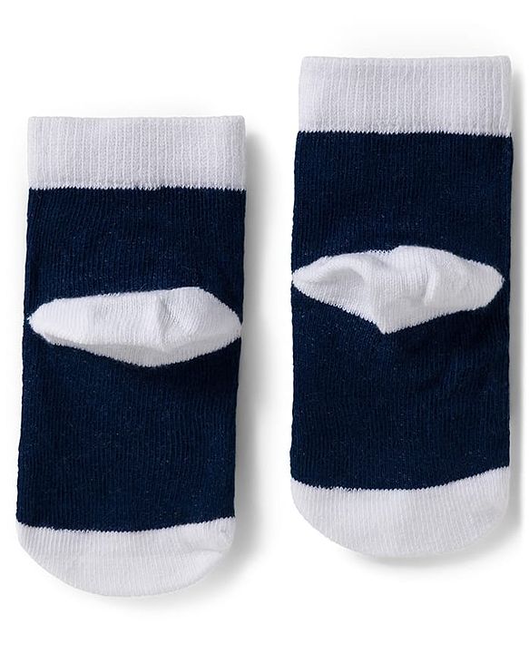 Cute Walk by Babyhug Knit Ankle Length Anti Bacterial Socks with Stripe Polka Dot & Teddy Design Pack of 5 - Grey & Navy Blue
