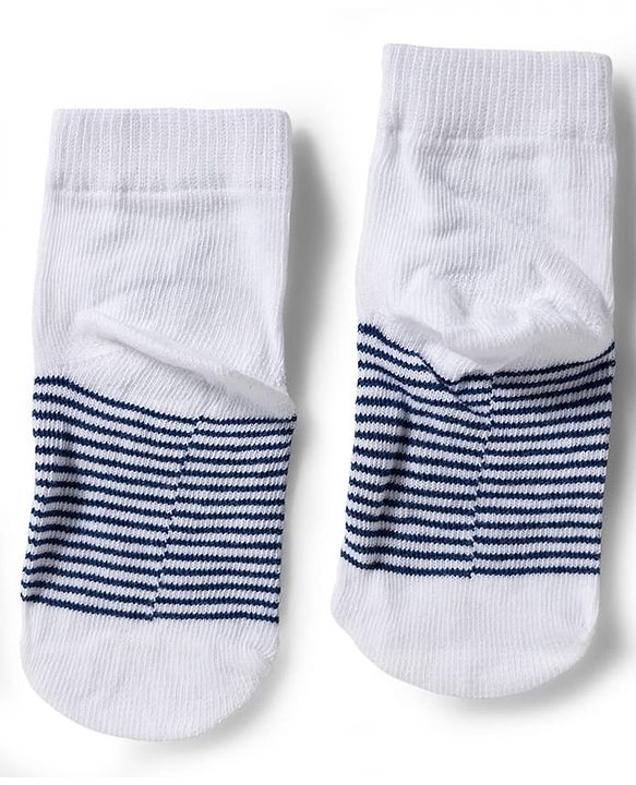 Cute Walk by Babyhug Knit Ankle Length Anti Bacterial Socks with Stripe Polka Dot & Teddy Design Pack of 5 - Grey & Navy Blue