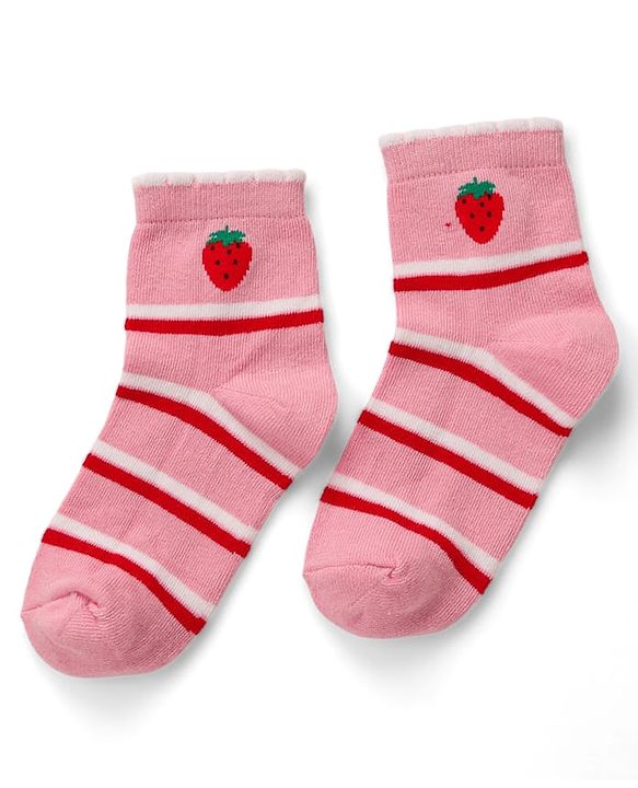 Cute Walk by Babyhug Knit Ankle Length Antibacterial Socks with Strawberry Design Pack of 5 - Multicolor
