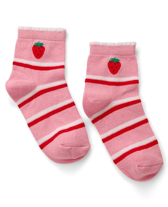 Cute Walk by Babyhug Knit Ankle Length Antibacterial Socks with Strawberry Design Pack of 5 - Multicolor