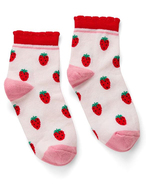 Cute Walk by Babyhug Knit Ankle Length Antibacterial Socks with Strawberry Design Pack of 5 - Multicolor