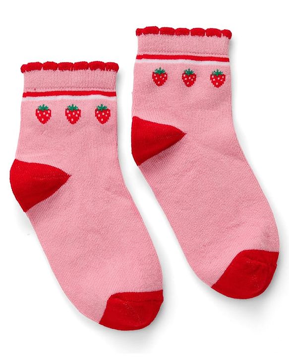 Cute Walk by Babyhug Knit Ankle Length Antibacterial Socks with Strawberry Design Pack of 5 - Multicolor