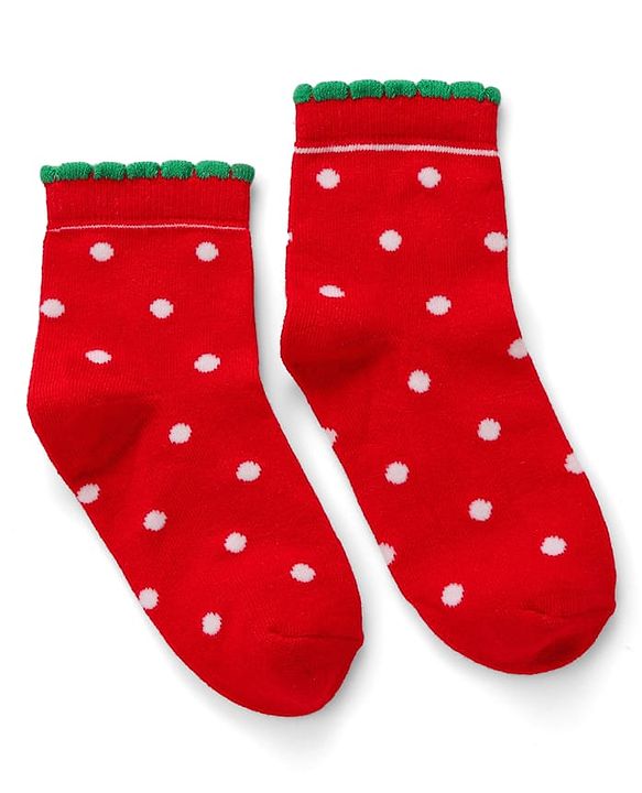 Cute Walk by Babyhug Knit Ankle Length Antibacterial Socks with Strawberry Design Pack of 5 - Multicolor