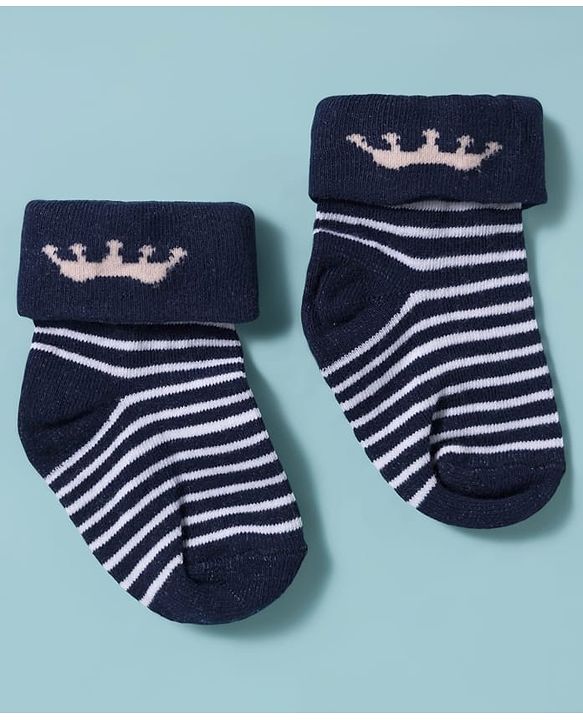 Cute Walk by Babyhug Knit Ankle Length Antibacterial Socks with Stripes Pack of 3 - Pink White & Navy Blue