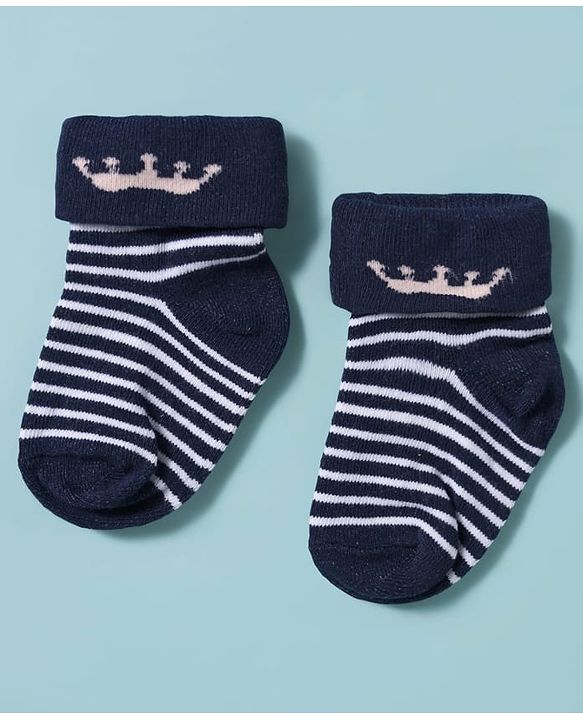 Cute Walk by Babyhug Knit Ankle Length Antibacterial Socks with Stripes Pack of 3 - Pink White & Navy Blue