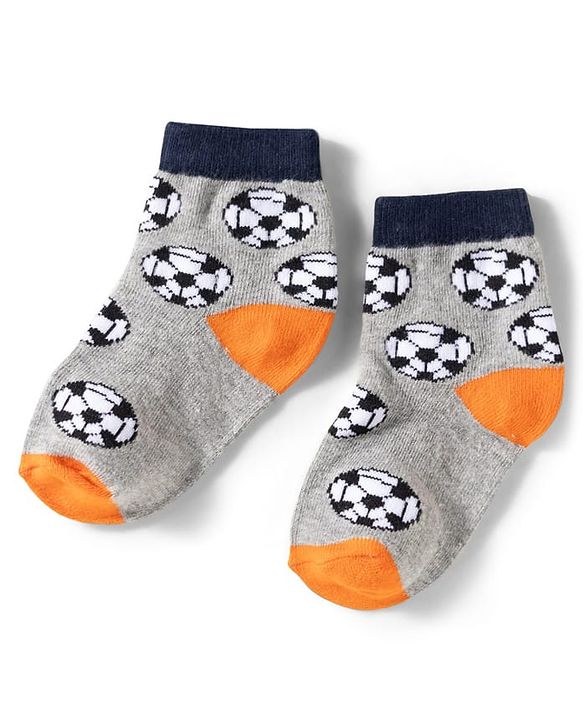 Cute Walk by Babyhug Knit Ankle Length Anti Bacterial Socks with Stripes & Ball Design Pack of 3 - Multicolor