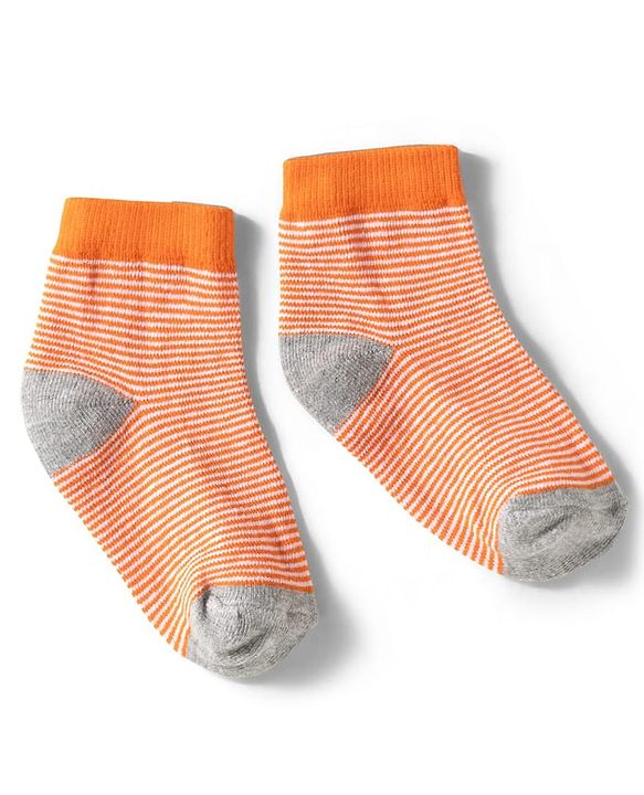 Cute Walk by Babyhug Knit Ankle Length Anti Bacterial Socks with Stripes & Ball Design Pack of 3 - Multicolor