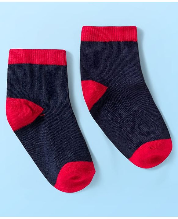 Cute Walk by Babyhug Knit Ankle Length Anti Bacterial Socks with Stripes & Star Design Pack of 5 - Red & Navy Blue