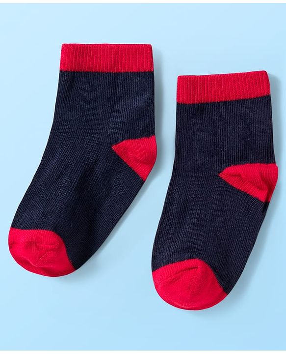Cute Walk by Babyhug Knit Ankle Length Anti Bacterial Socks with Stripes & Star Design Pack of 5 - Red & Navy Blue