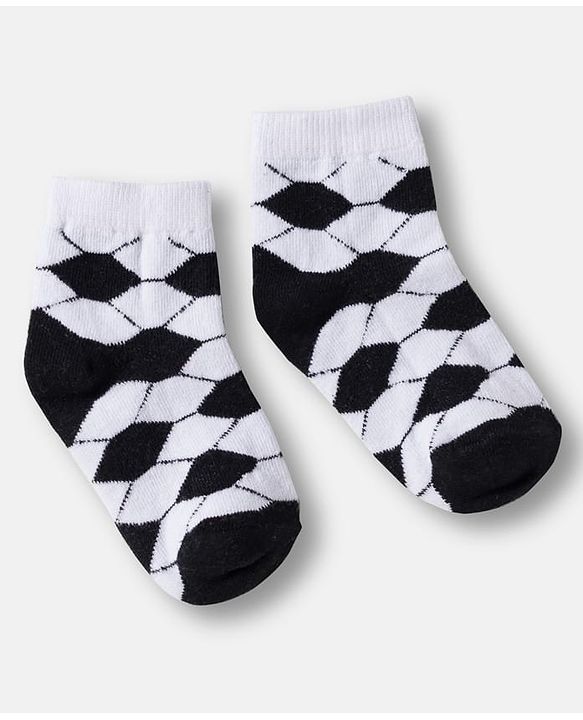 Cute Walk by Babyhug Knit Ankle Length Anti Bacterial Socks with Stripes & Football Design Pack of 7-  White Grey & Navy Blue