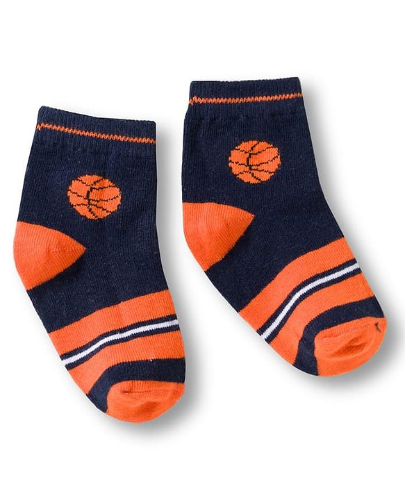 Cute Walk by Babyhug Knit Ankle Length Anti Bacterial Socks with Stripes & Football Design Pack of 7-  White Grey & Navy Blue