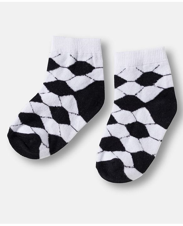 Cute Walk by Babyhug Knit Ankle Length Anti Bacterial Socks with Stripes & Football Design Pack of 7-  White Grey & Navy Blue