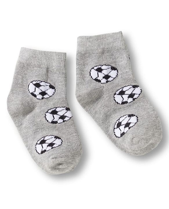 Cute Walk by Babyhug Knit Ankle Length Anti Bacterial Socks with Stripes & Football Design Pack of 7-  White Grey & Navy Blue