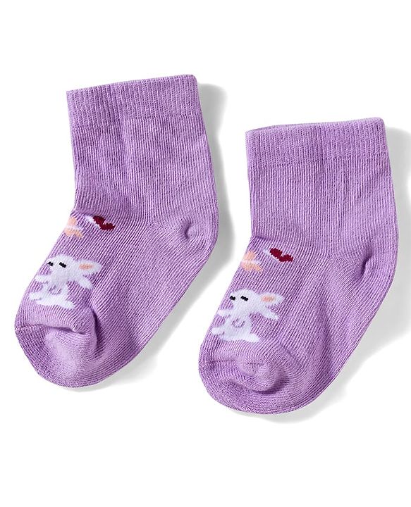 Cute Walk by Babyhug Knit Ankle Length Anitbacterial Socks With Floral Design Pack Of 3 - Purple Pink & Red
