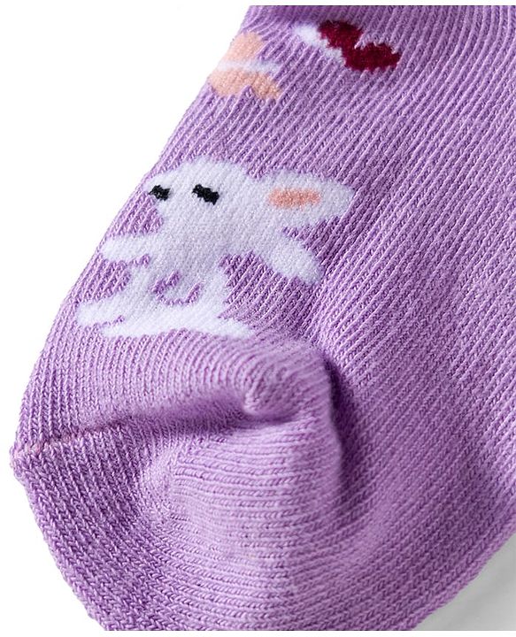 Cute Walk by Babyhug Knit Ankle Length Anitbacterial Socks With Floral Design Pack Of 3 - Purple Pink & Red