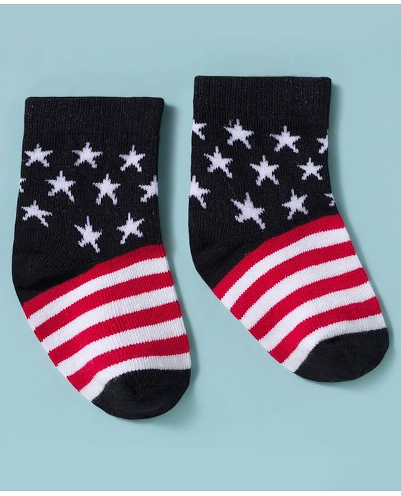 Cute Walk by Babyhug Knit Ankle Length Antibacterial Socks with Star Design & Stripes Pack of 3 - Multicolor