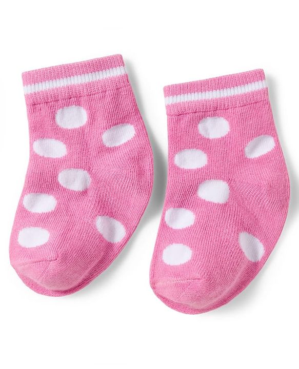 Cute Walk by Babyhug Knit Ankle Length Anti-Bacterial Striped Socks Heart & Polka Dot Design Pack Of 3 - Pink &
