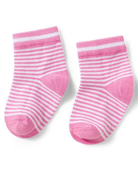 Cute Walk by Babyhug Knit Ankle Length Anti-Bacterial Striped Socks Heart & Polka Dot Design Pack Of 3 - Pink &