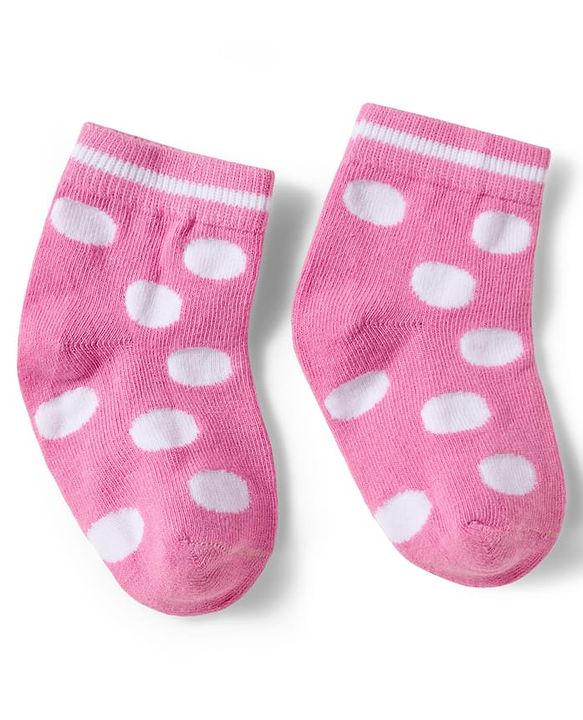 Cute Walk by Babyhug Knit Ankle Length Anti-Bacterial Striped Socks Heart & Polka Dot Design Pack Of 3 - Pink &